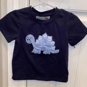 Navy blue Dino appliqué shirt!